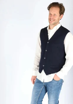 CASA MODA mouwloos heren vest katoen, donker blauw