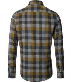 CASA MODA Sport casual fit overhemd, dobby, blauw met groen geruit