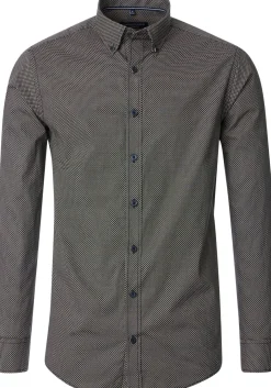 CASA MODA Sport casual fit overhemd, popeline, blauw dessin