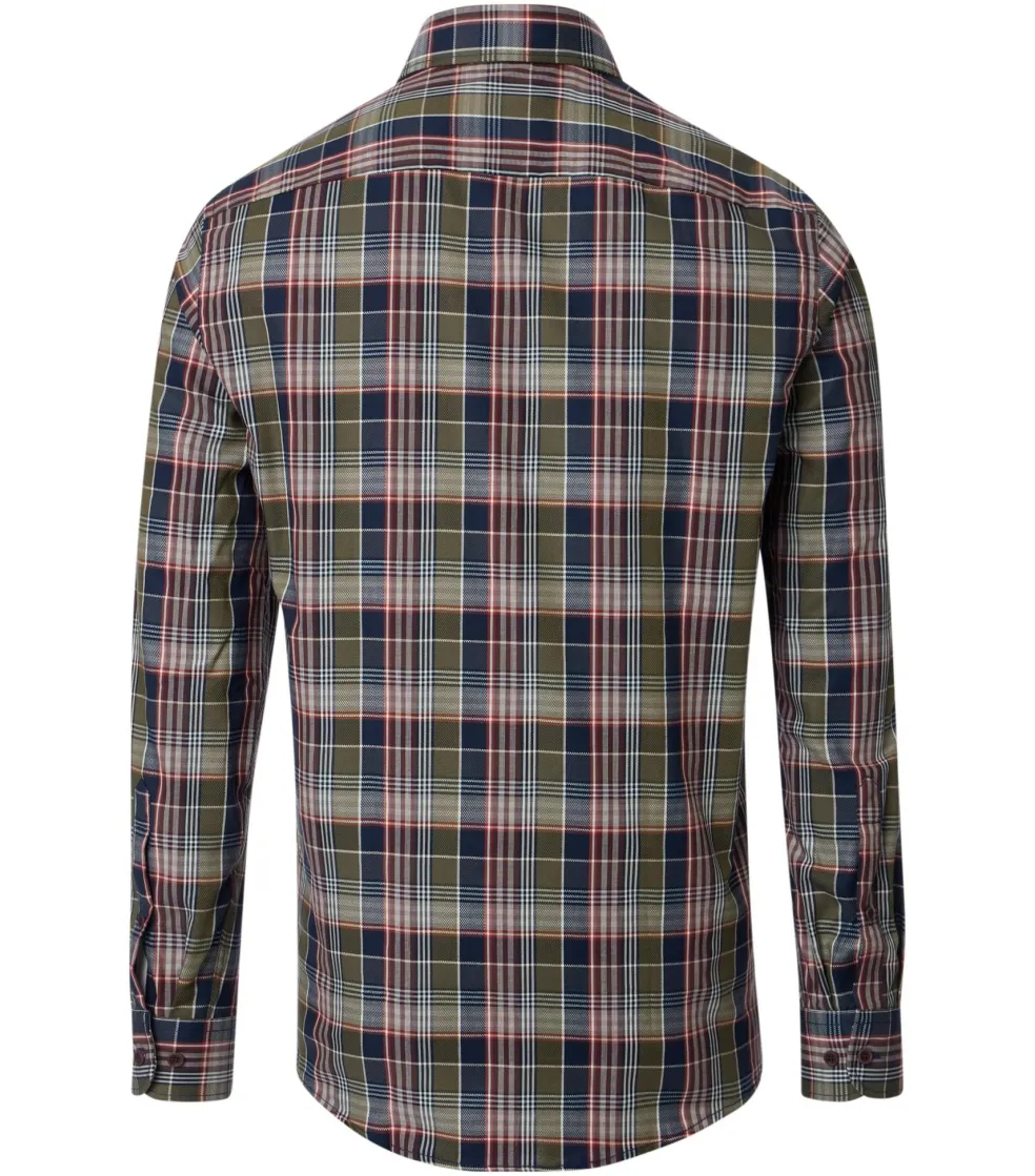 CASA MODA Sport casual fit overhemd, dobby, blauw, groen, rood en wit geruit