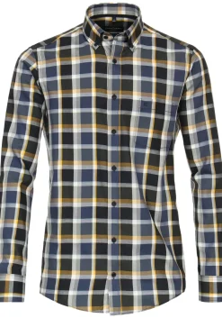 CASA MODA Sport casual fit overhemd, dobby, groen geruit