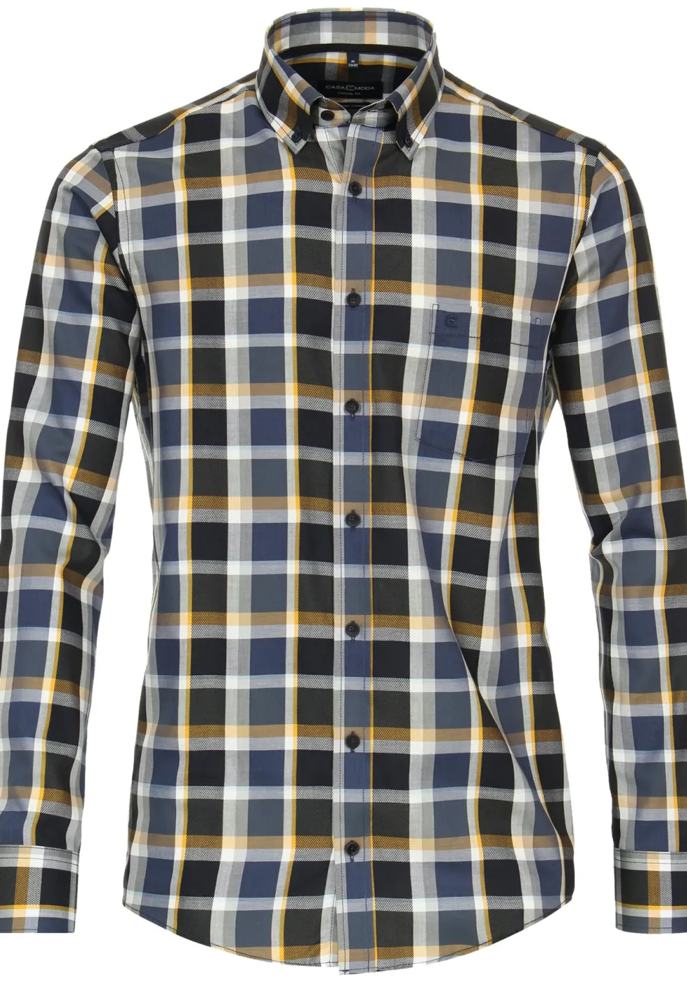 CASA MODA Sport casual fit overhemd, dobby, groen geruit