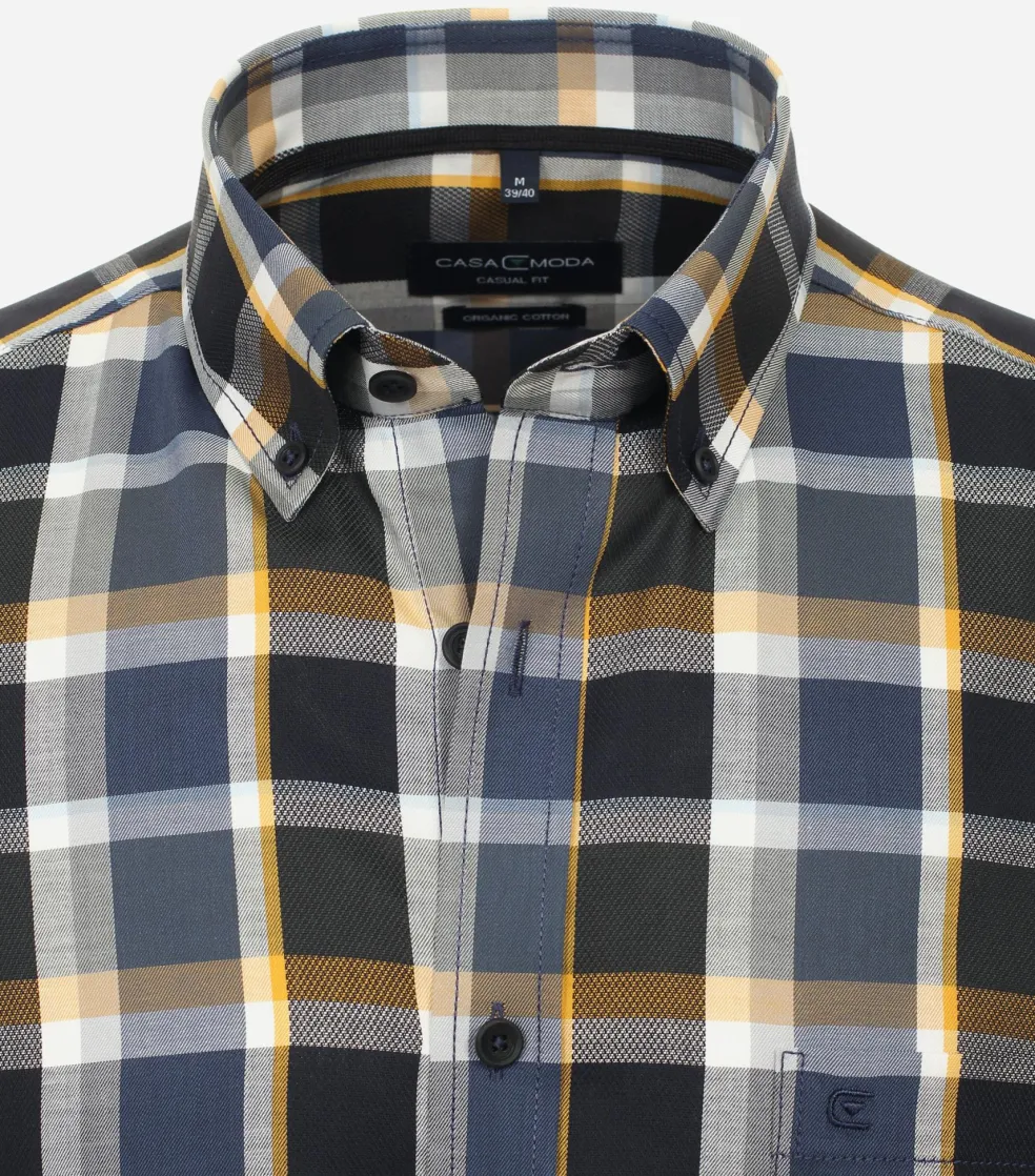 CASA MODA Sport casual fit overhemd, dobby, groen geruit