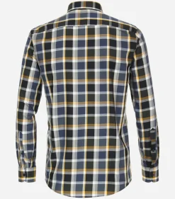 CASA MODA Sport casual fit overhemd, dobby, groen geruit