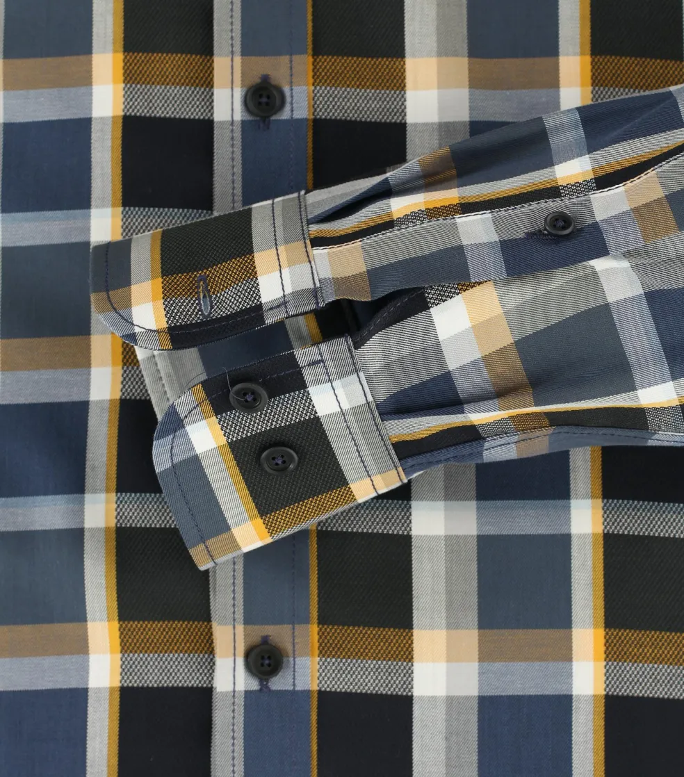 CASA MODA Sport casual fit overhemd, dobby, groen geruit