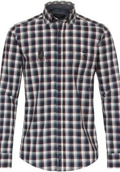 CASA MODA Sport casual fit overhemd, dobby, rood geruit