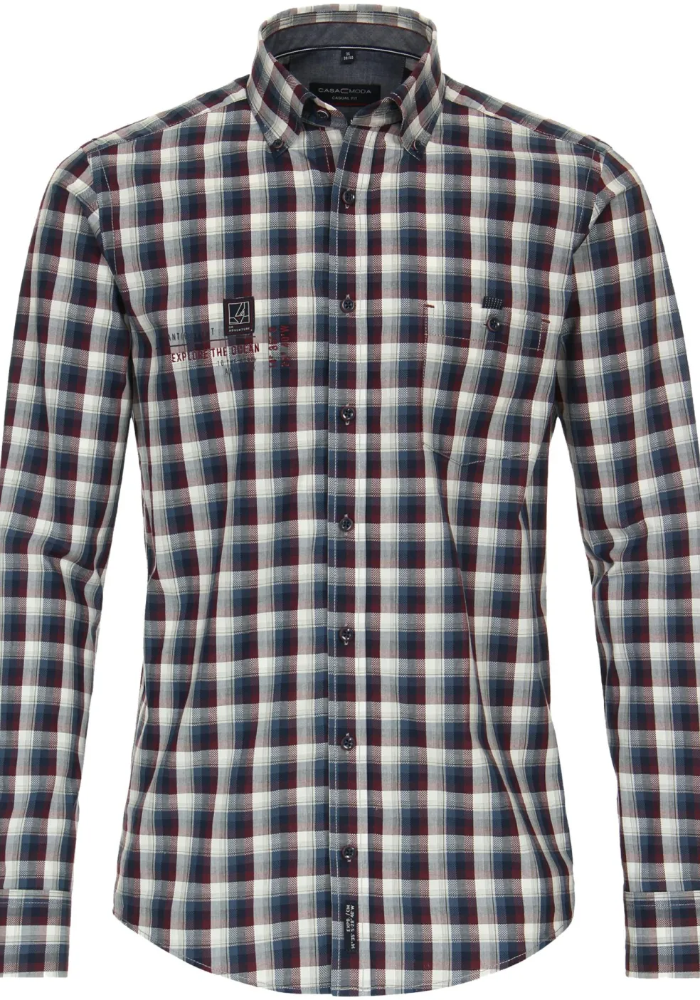 CASA MODA Sport casual fit overhemd, dobby, rood geruit