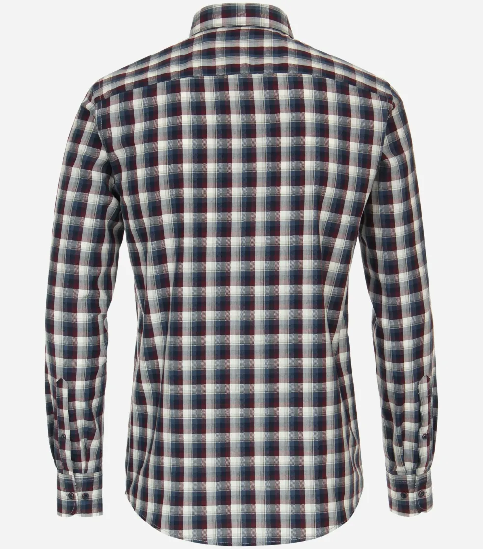 CASA MODA Sport casual fit overhemd, dobby, rood geruit