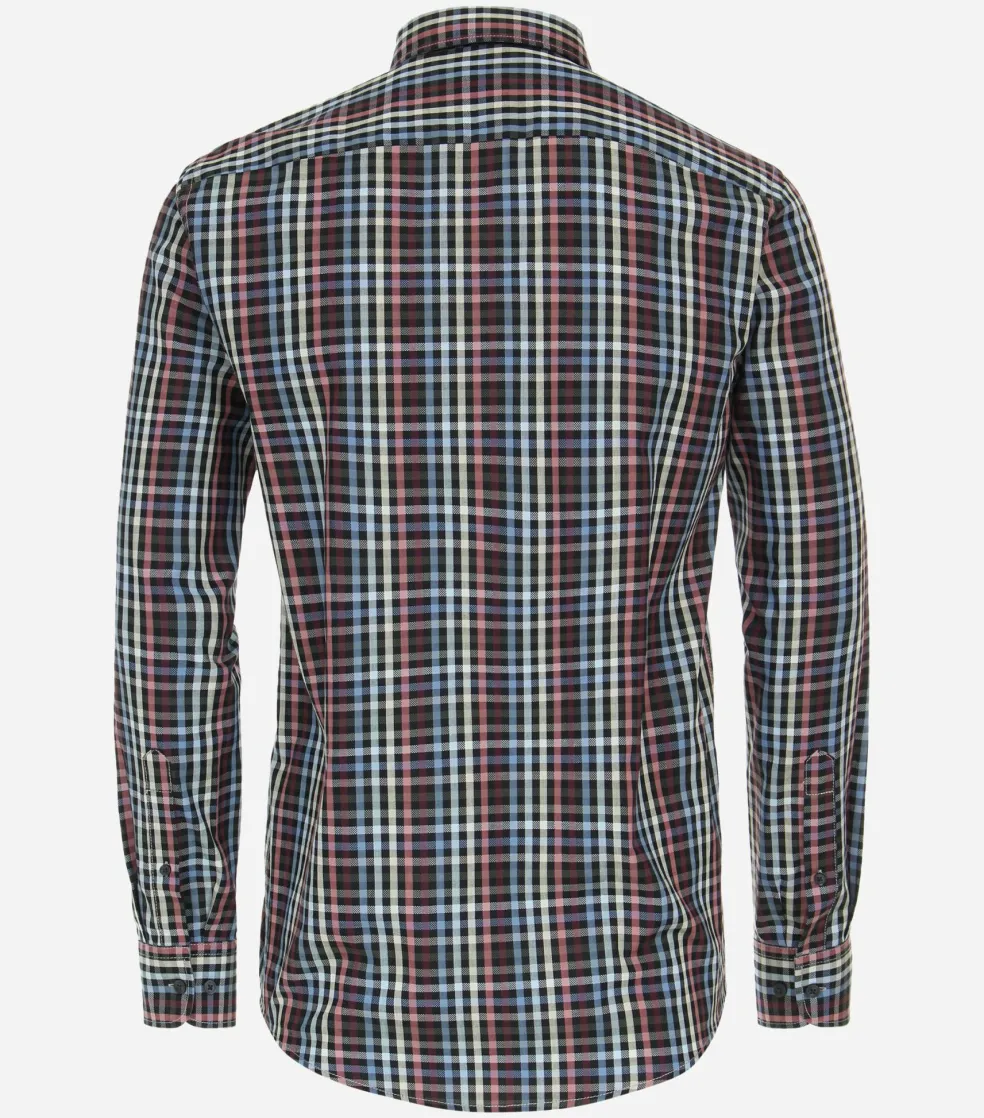 CASA MODA Sport casual fit overhemd, dobby, rood geruit