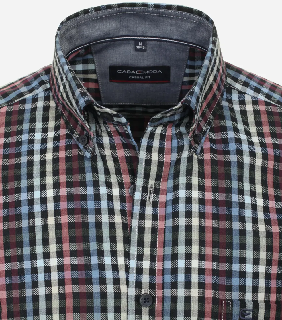 CASA MODA Sport casual fit overhemd, dobby, rood geruit