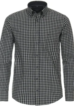 CASA MODA Sport casual fit overhemd, flanel, blauw geruit