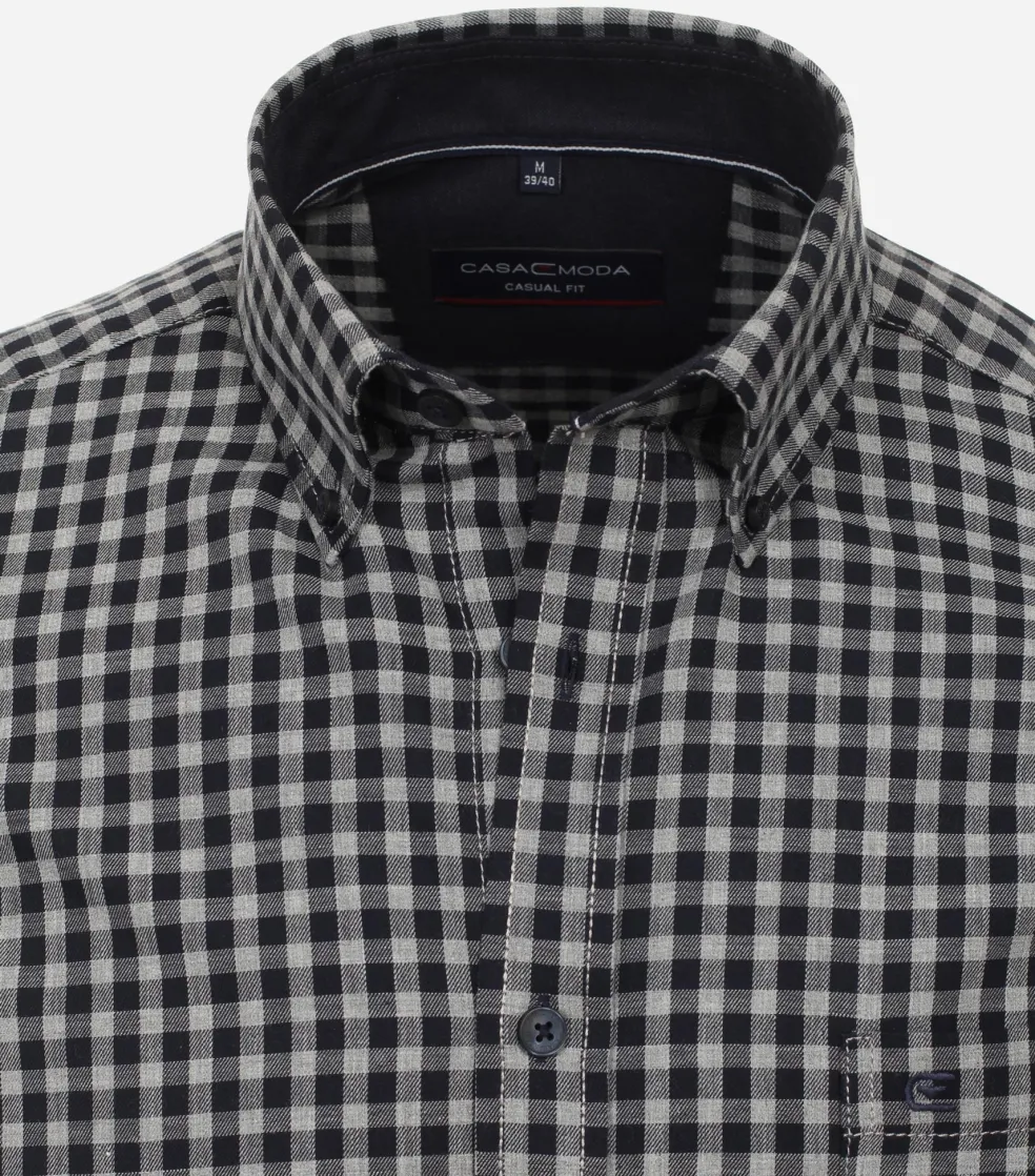 CASA MODA Sport casual fit overhemd, flanel, blauw geruit