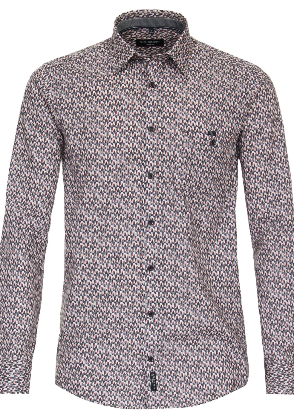 CASA MODA Sport casual fit overhemd, popeline, antraciet dessin