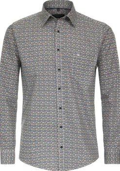 CASA MODA Sport casual fit overhemd, popeline, geel dessin