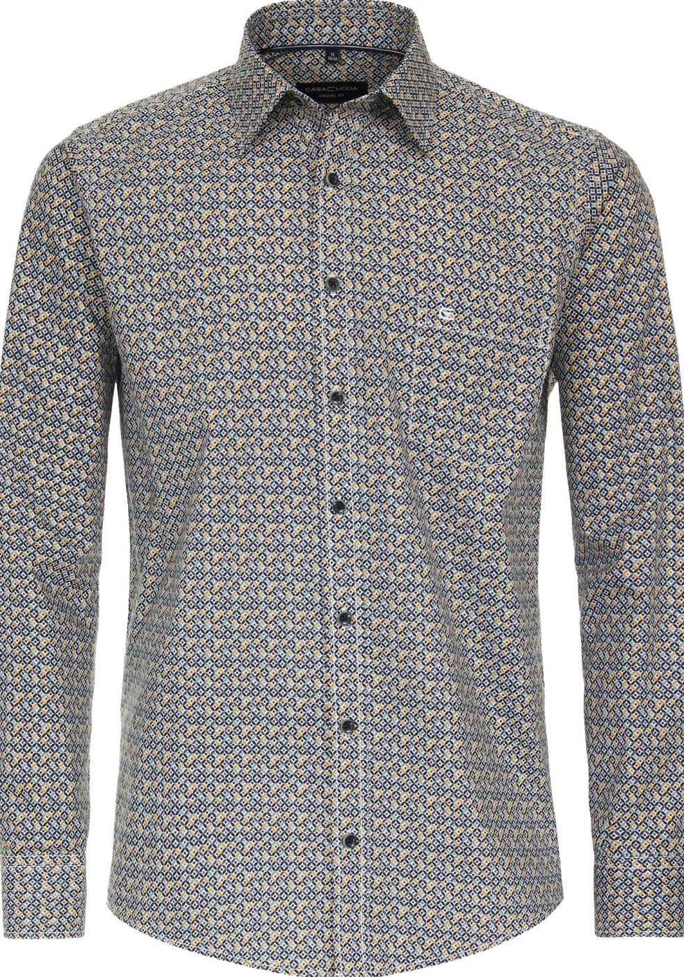 CASA MODA Sport casual fit overhemd, popeline, geel dessin