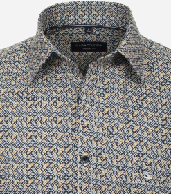 CASA MODA Sport casual fit overhemd, popeline, geel dessin