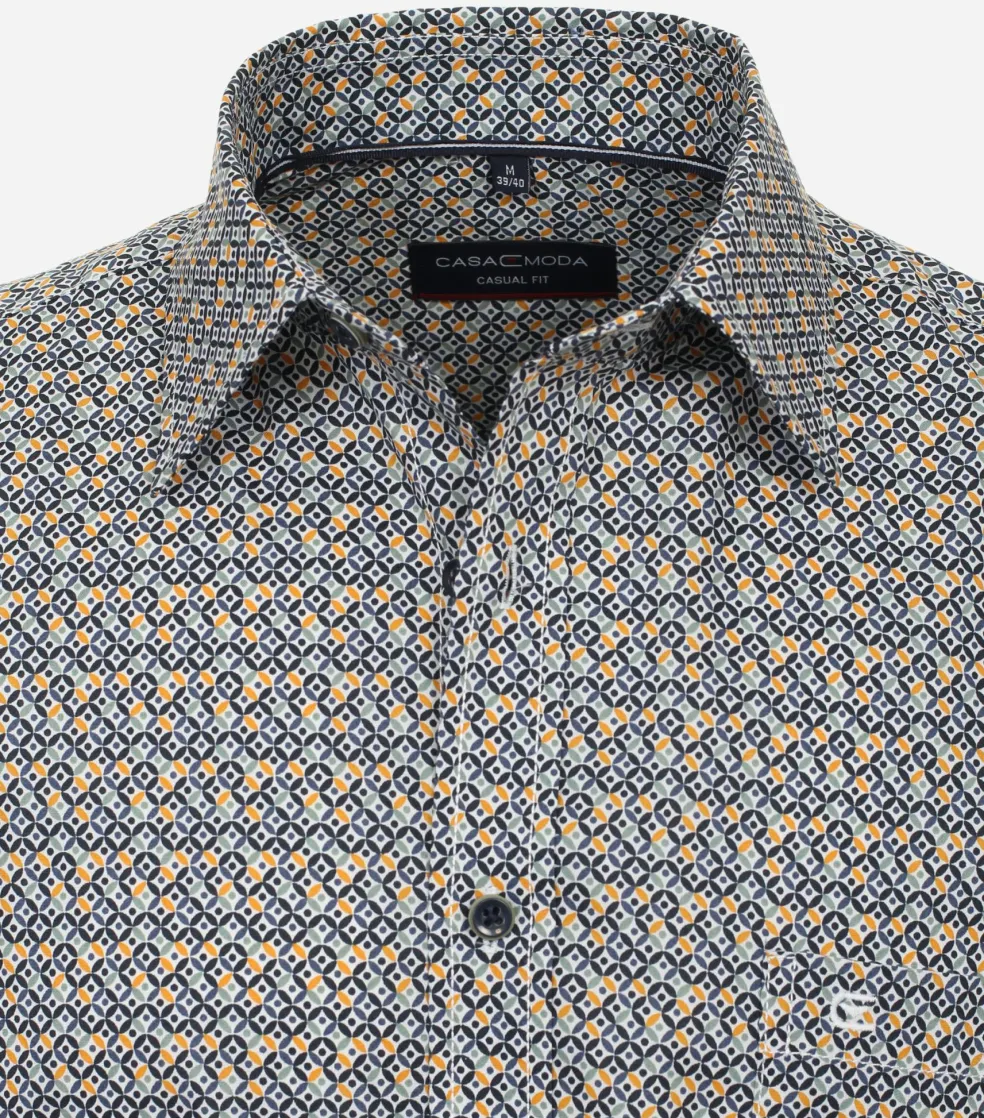 CASA MODA Sport casual fit overhemd, popeline, geel dessin