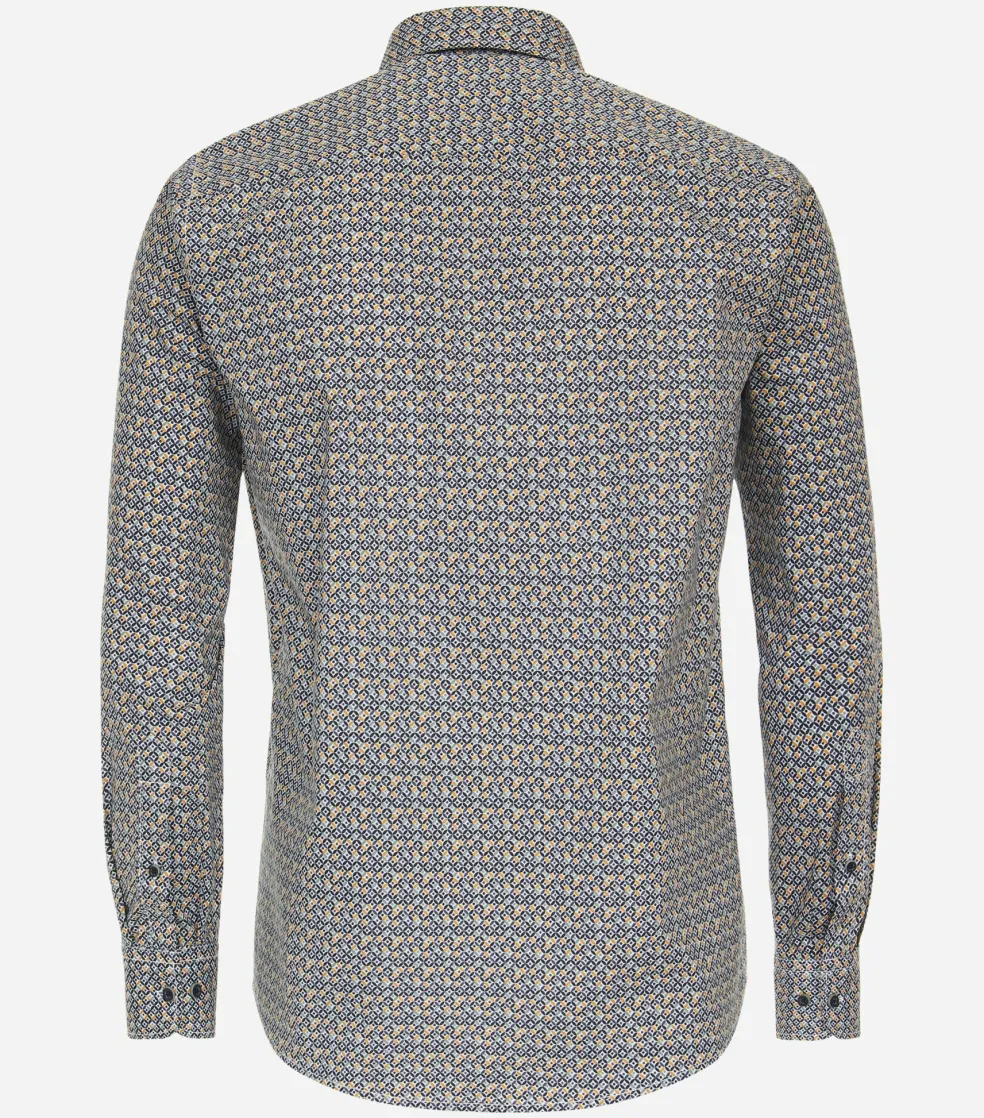 CASA MODA Sport casual fit overhemd, popeline, geel dessin