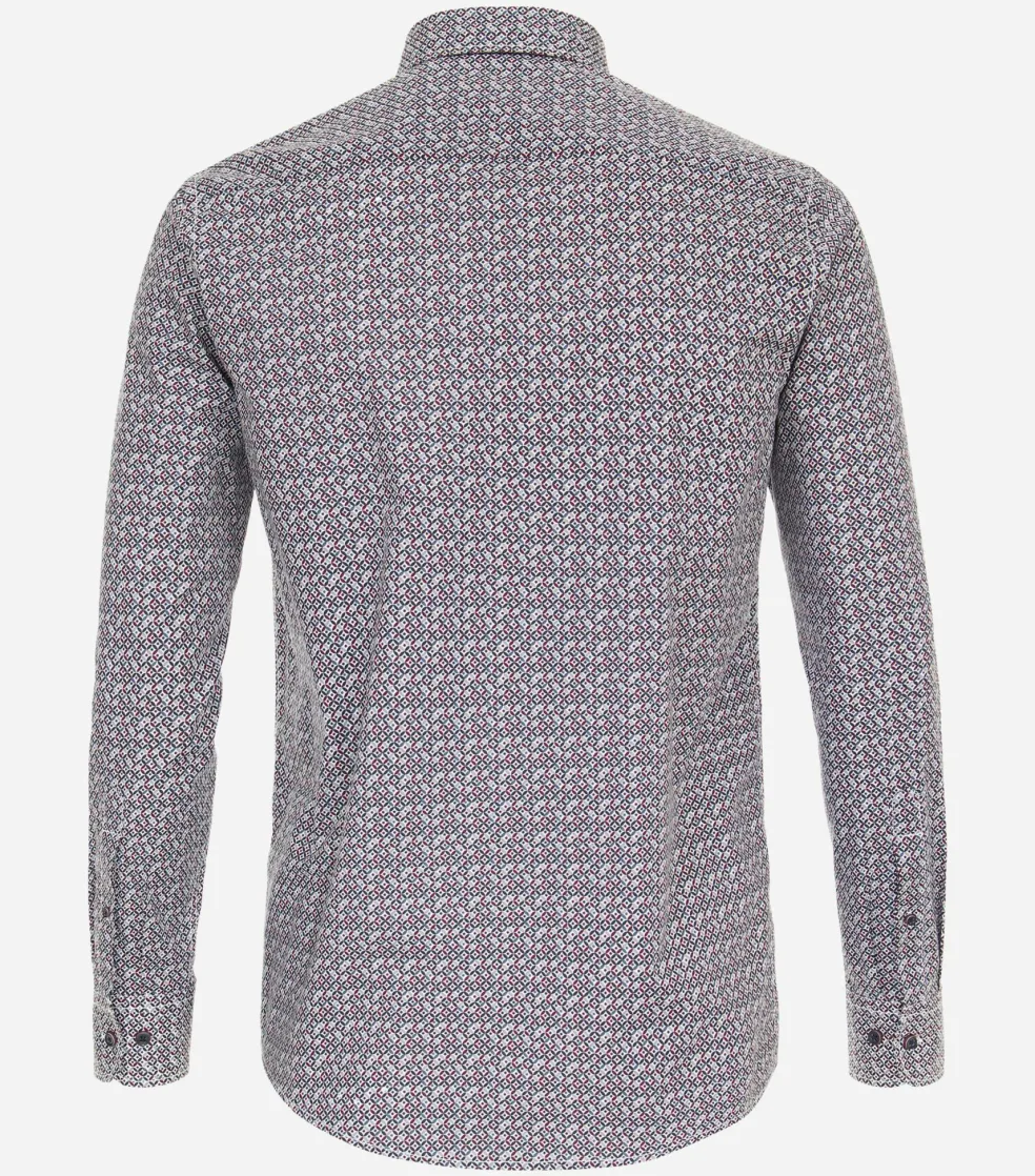 CASA MODA Sport casual fit overhemd, popeline, rood dessin