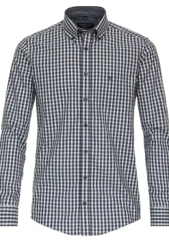 CASA MODA Sport casual fit overhemd, structuur, blauw geruit