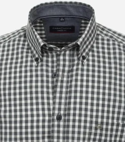 CASA MODA Sport casual fit overhemd, structuur, groen geruit