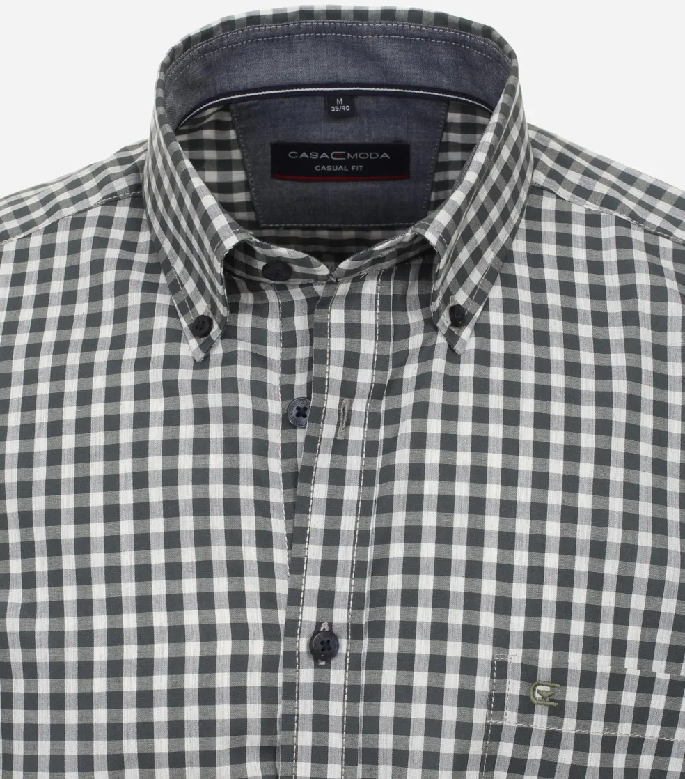 CASA MODA Sport casual fit overhemd, structuur, groen geruit