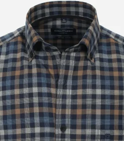 CASA MODA Sport casual fit overhemd, twill, blauw geruit