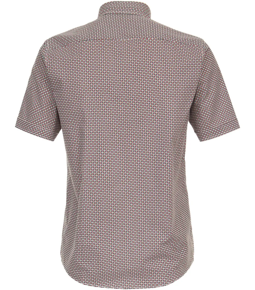 CASA MODA Sport casual fit overhemd, korte mouw, popeline, rood dessin