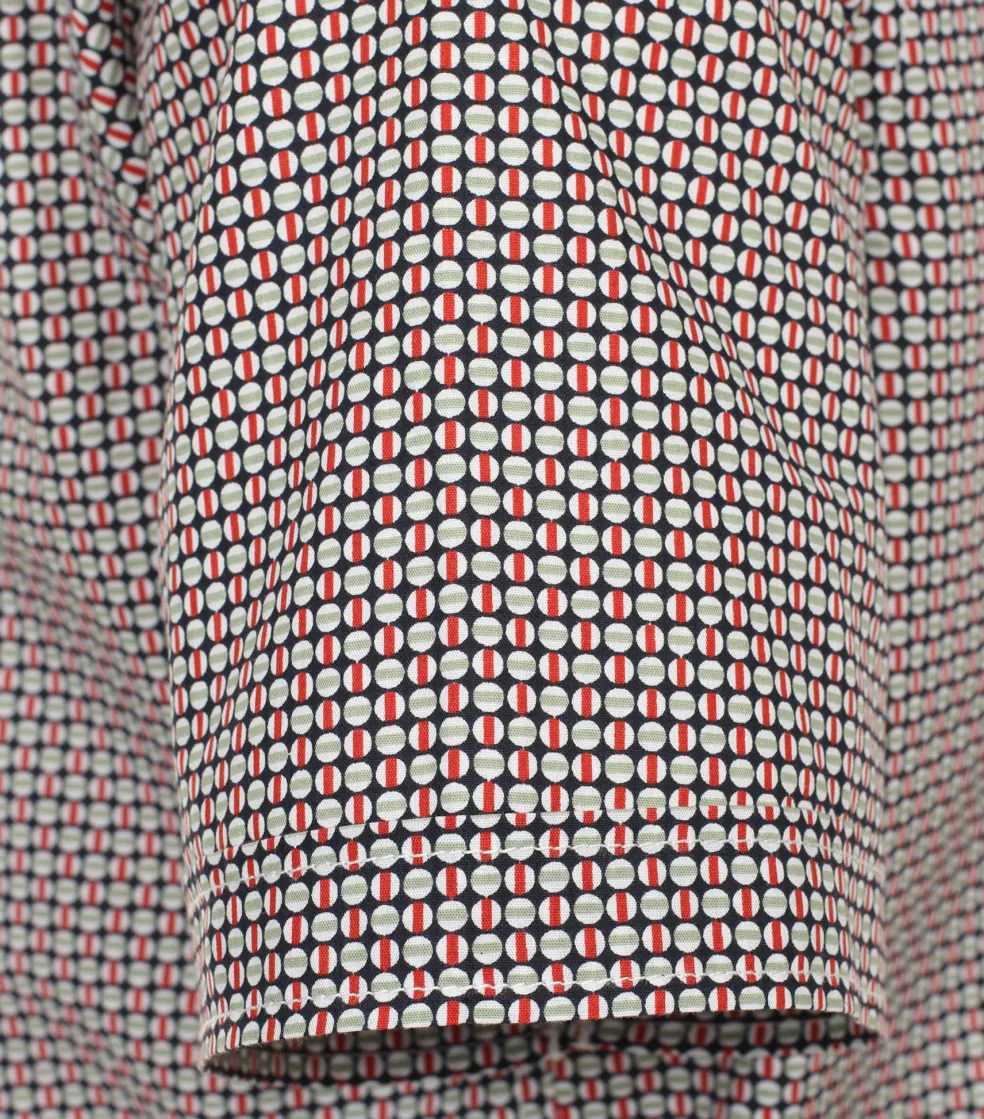 CASA MODA Sport casual fit overhemd, korte mouw, popeline, rood dessin
