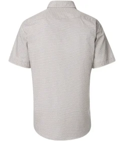 CASA MODA Sport casual fit overhemd, korte mouw, popeline, wit met groen en blauw dessin