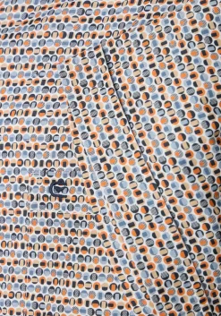 CASA MODA Sport casual fit overhemd, korte mouw, popeline, wit met oranje en blauw dessin