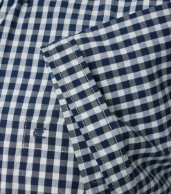 CASA MODA Sport casual fit overhemd, korte mouw, structuur, donkerblauw met wit geruit