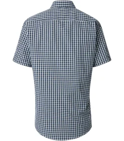 CASA MODA Sport casual fit overhemd, korte mouw, structuur, donkerblauw met wit geruit