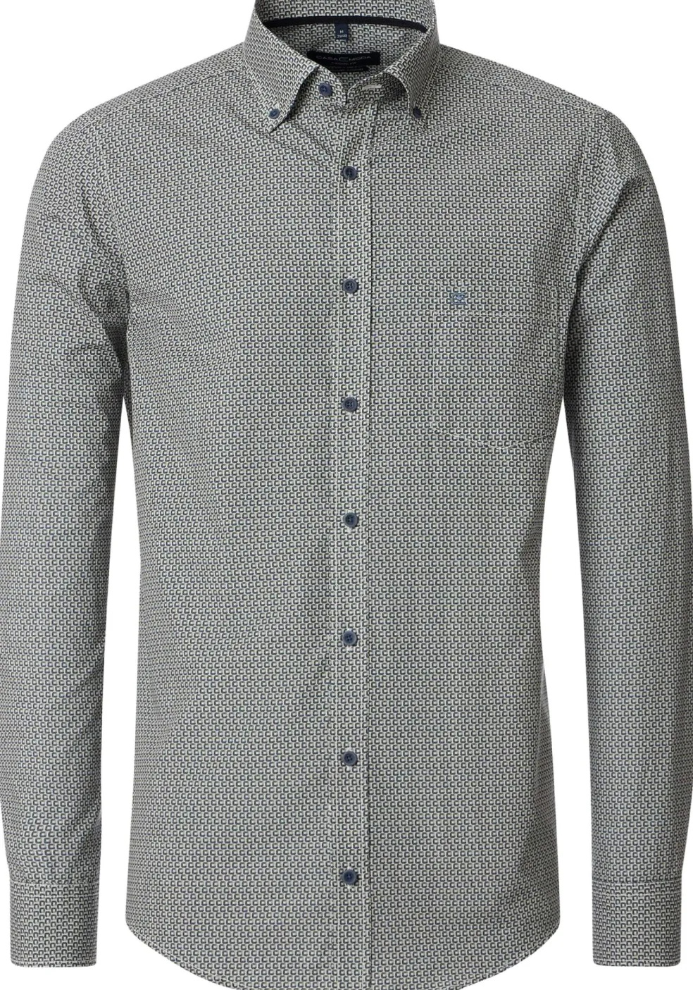 CASA MODA Sport casual fit overhemd, popeline, groen dessin