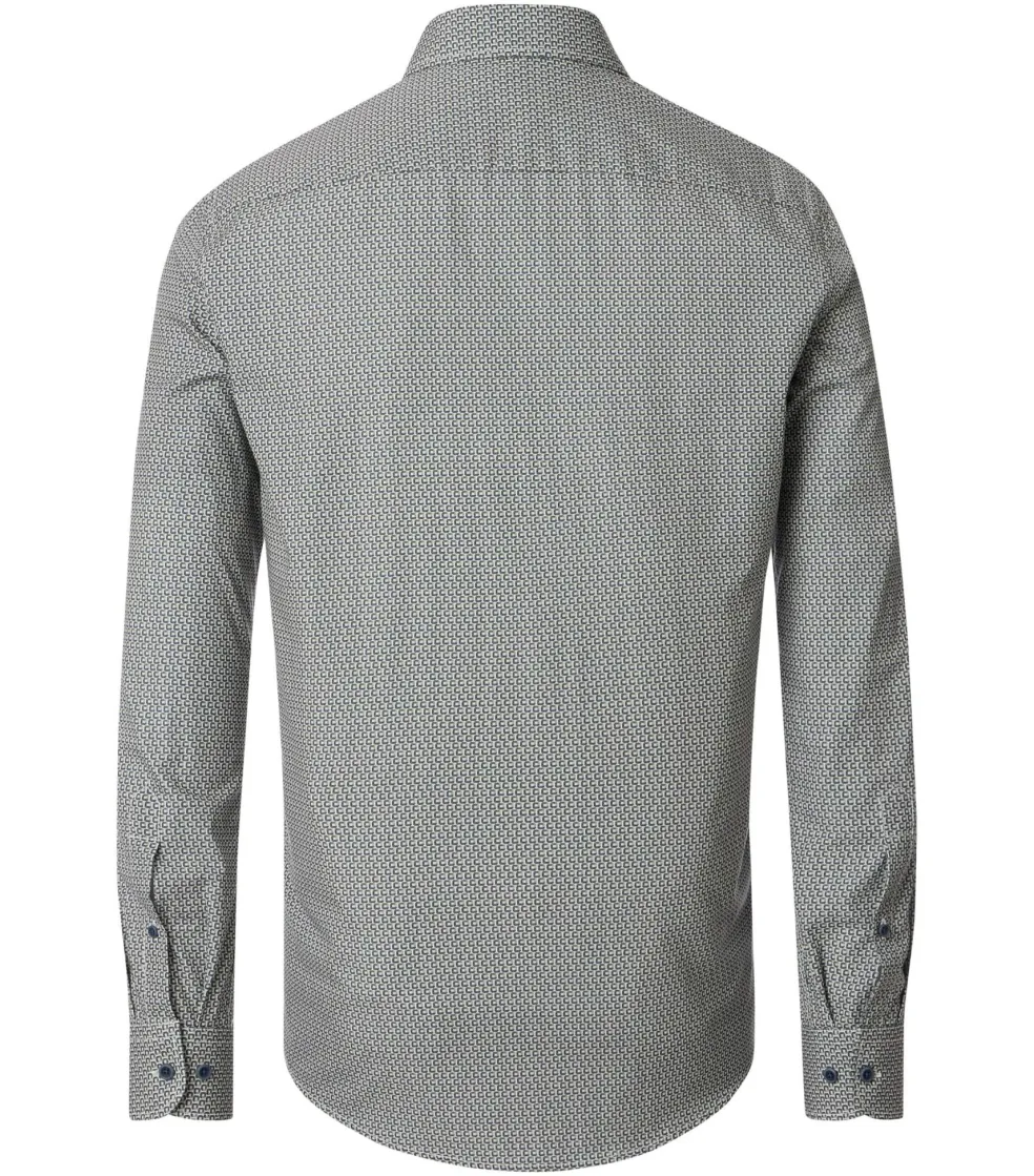 CASA MODA Sport casual fit overhemd, popeline, groen dessin