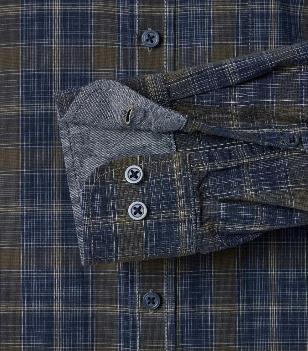 CASA MODA Sport casual fit overhemd, popeline, groen met blauw geruit