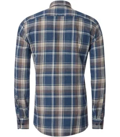 CASA MODA Sport casual fit overhemd, flanel, blauw, bruin, beige geruit