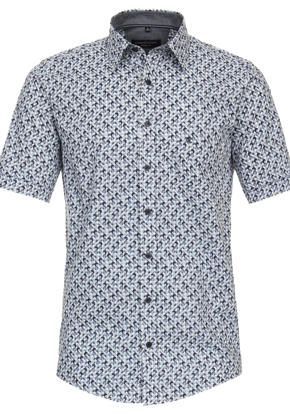 CASA MODA Sport casual fit overhemd, korte mouw, chambray, blauw dessin