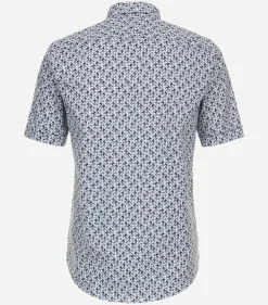 CASA MODA Sport casual fit overhemd, korte mouw, chambray, blauw dessin