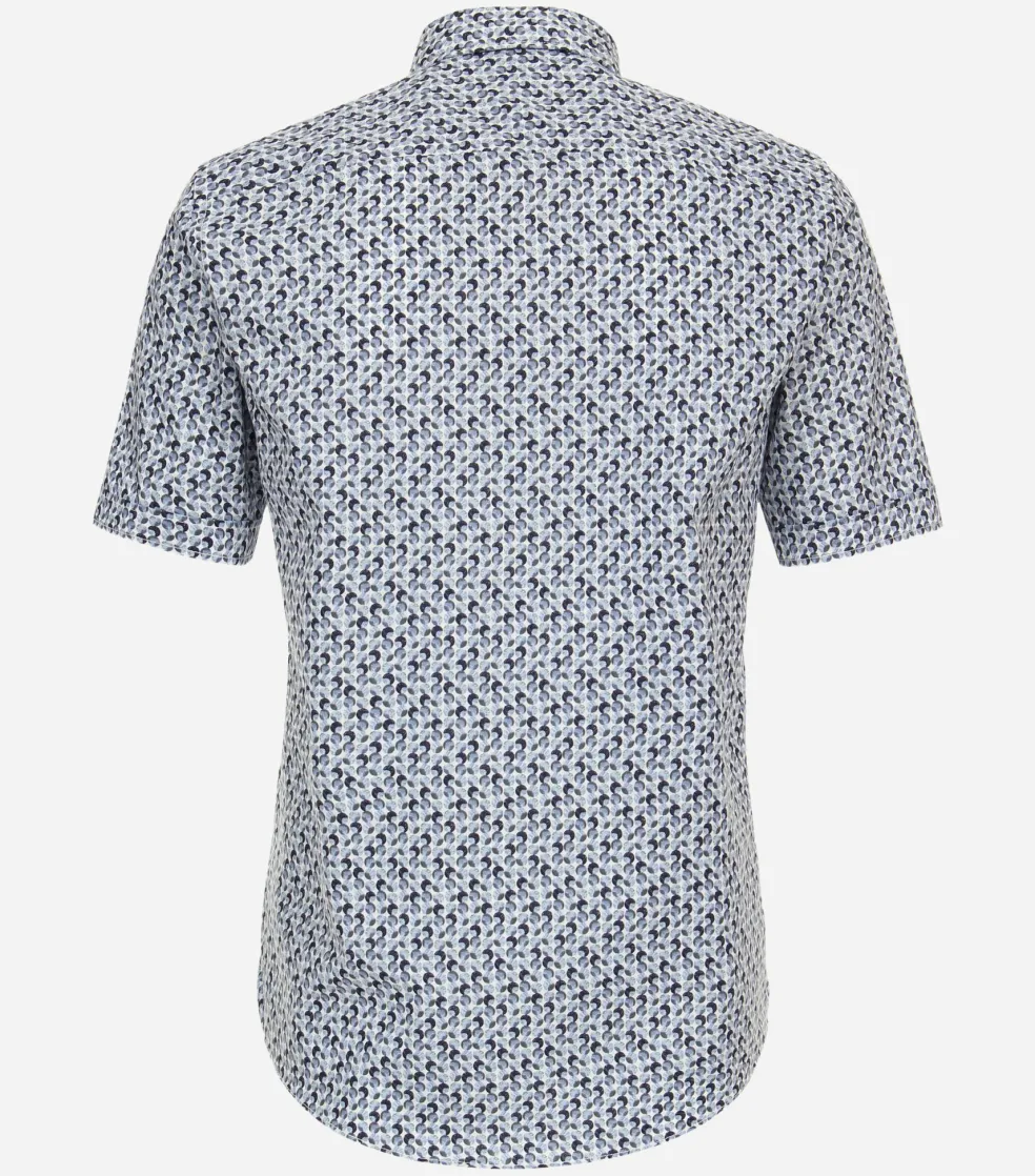 CASA MODA Sport casual fit overhemd, korte mouw, chambray, blauw dessin