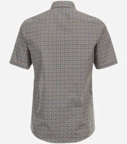 CASA MODA Sport casual fit overhemd, korte mouw, popeline, geel dessin