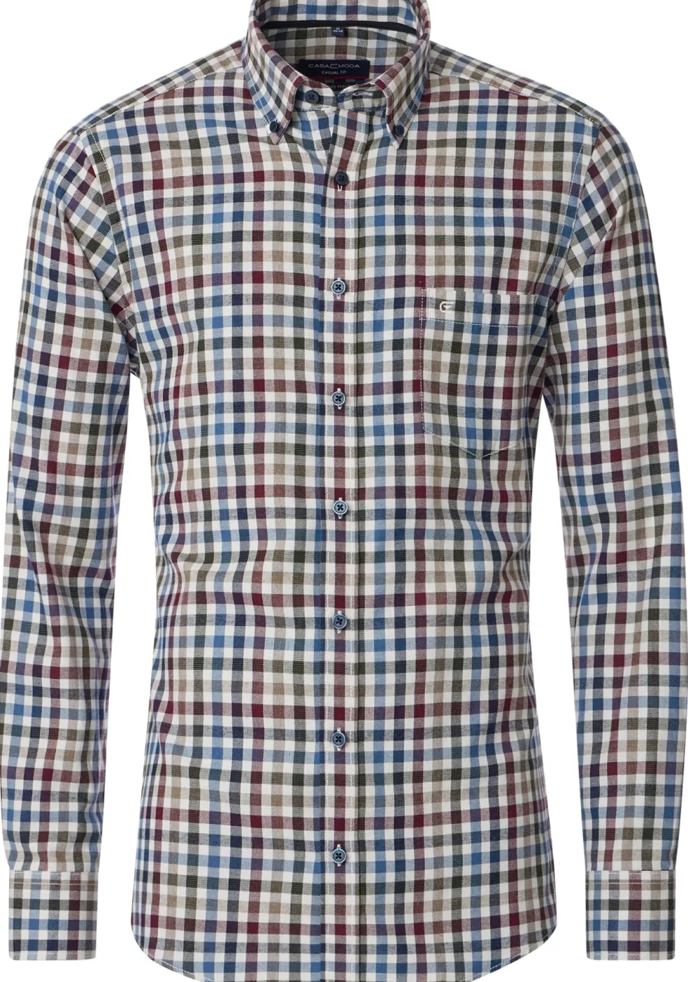 CASA MODA Sport casual fit overhemd, flanel, rood geruit