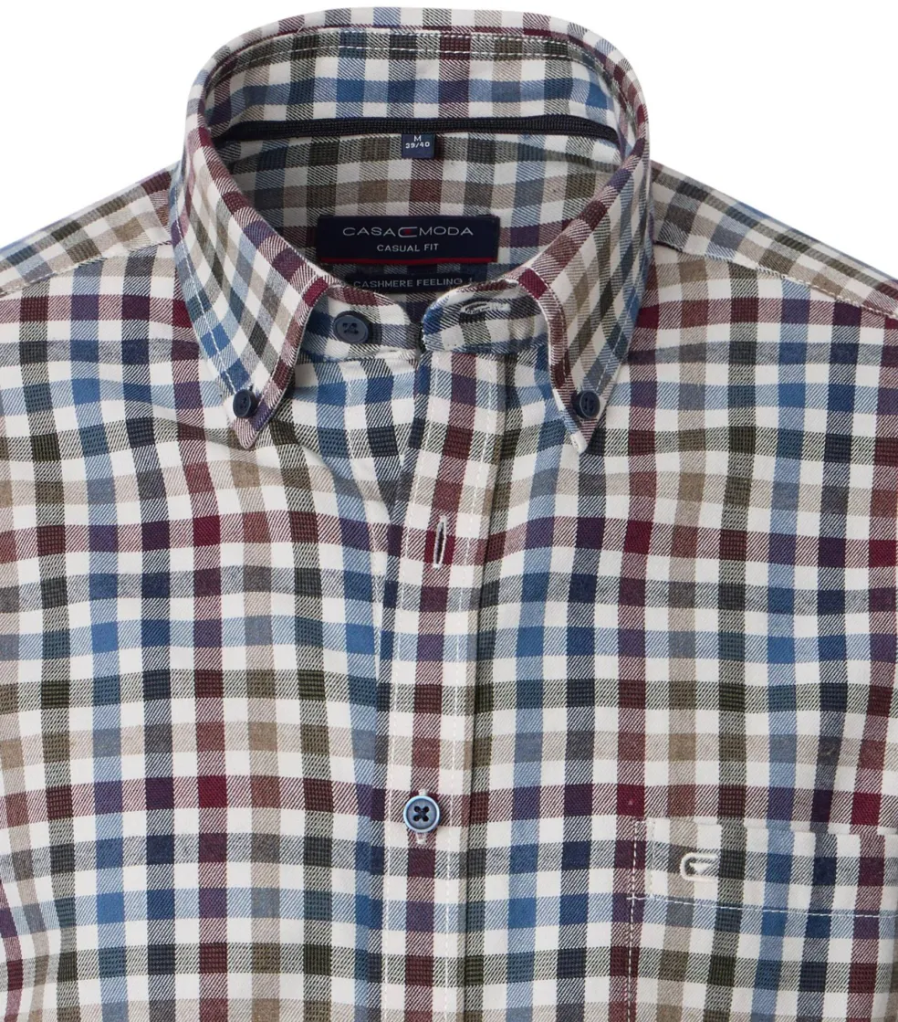CASA MODA Sport casual fit overhemd, flanel, rood geruit