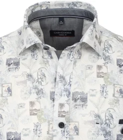 CASA MODA Sport casual fit overhemd, popeline, wit met blauw dessin