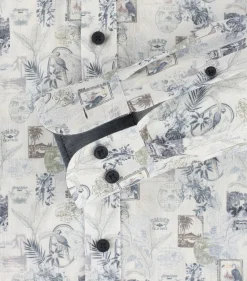 CASA MODA Sport casual fit overhemd, popeline, wit met blauw dessin