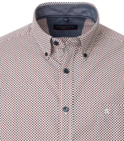 CASA MODA Sport casual fit overhemd, popeline, wit met blauw en rood dessin