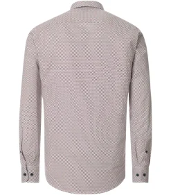 CASA MODA Sport casual fit overhemd, popeline, wit met blauw en rood dessin