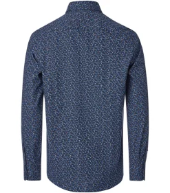 CASA MODA Sport casual fit overhemd, twill, blauw met oranje dessin