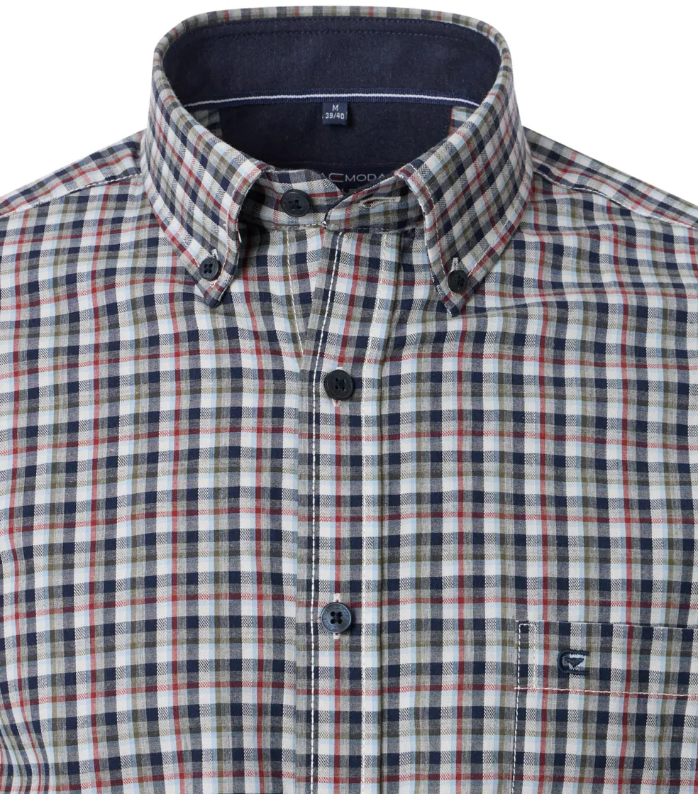 CASA MODA Sport casual fit overhemd, twill, blauw met rood en groen geruit