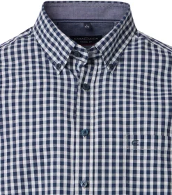 CASA MODA Sport casual fit overhemd, structuur, donkerblauw met wit geruit